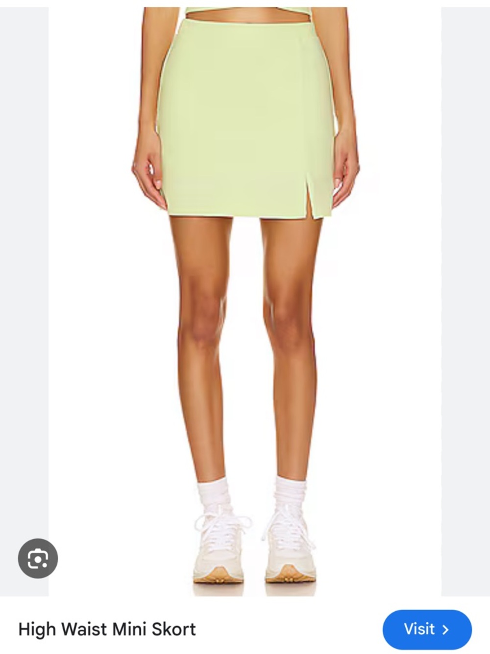 Sundry Pale Lime High-Waist Mini Skort with Side Slit